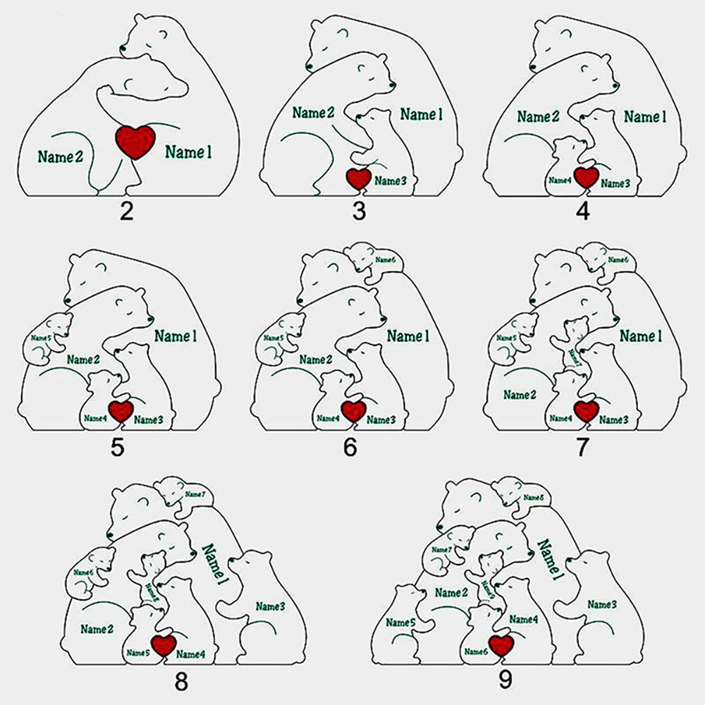 Personalized Remote Control Bears Family Mirror Light