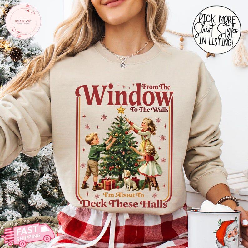 Funny Deck These Halls Retro Holiday Christmas Shirt Sweatshirt