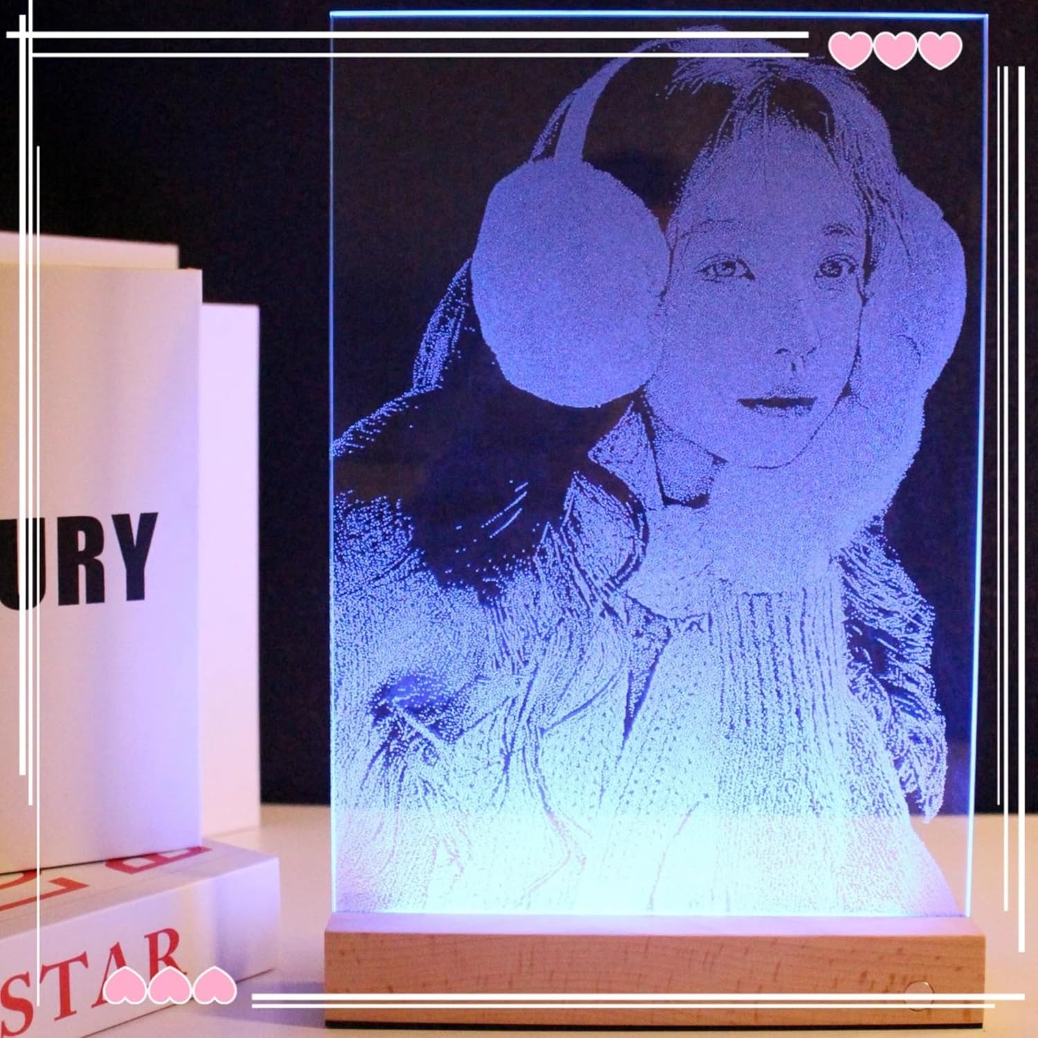 Hammer Glass Art Painting, LED Frameless Glass Panel Decoration, Contemporary Decor Ready to Hang, Living Room, Bedroom & Office, Pets, Anniversaries and other Customized Gifts (XL 30 * 40CM)