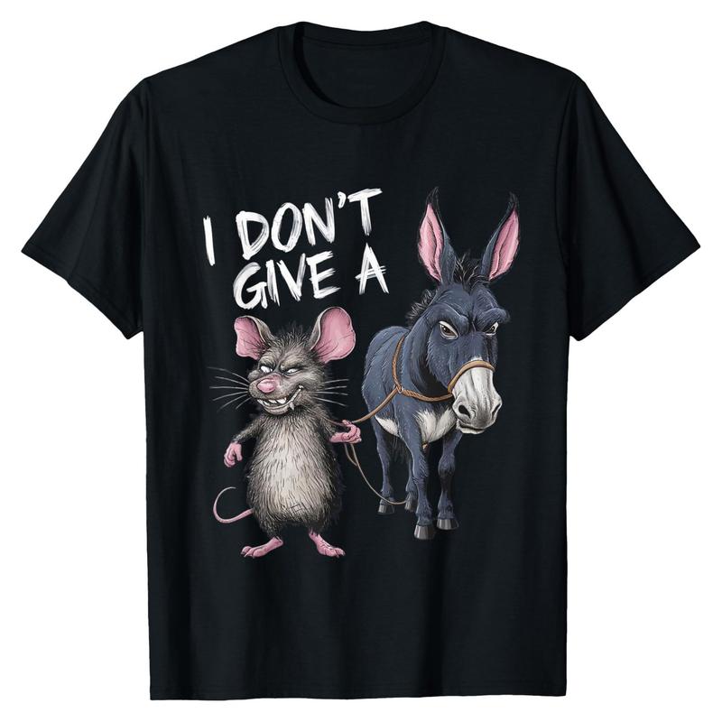 "I DON’T GIVE A" Funny Cartoon Graphic Casual Tees/Sweatshirts (Black)