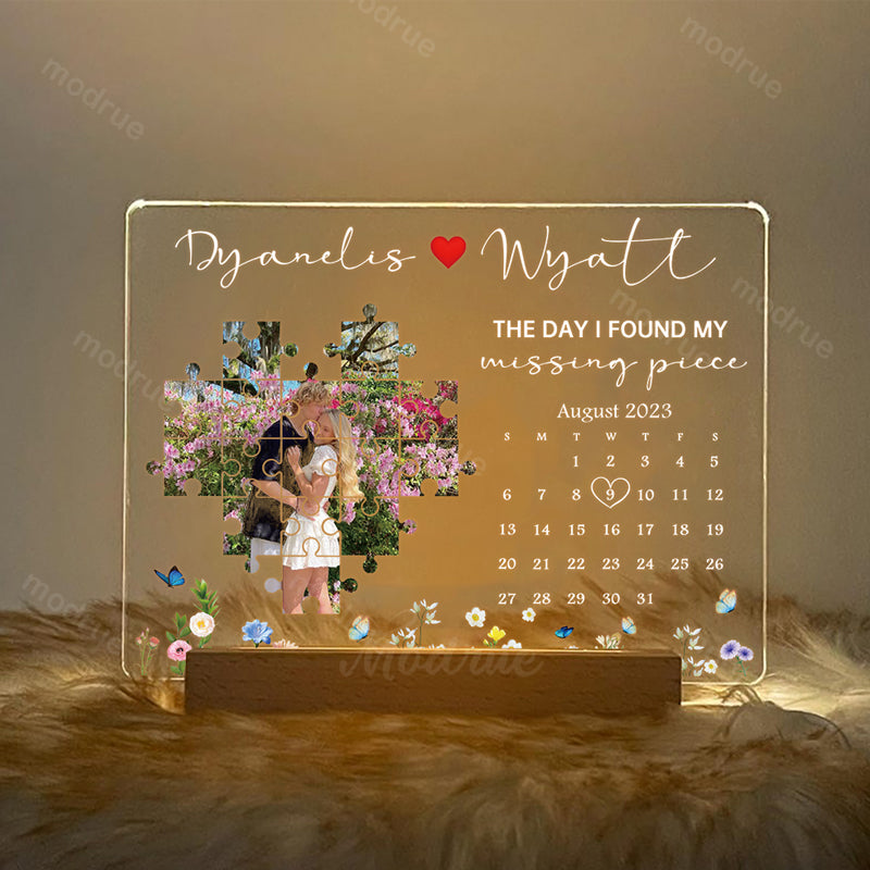 The Day I Found My Missing Piece Light Frame Personalized Gift