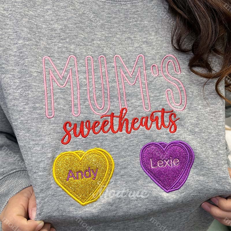 Glitter Mama’s Sweethearts Embroidered Sweatshirt