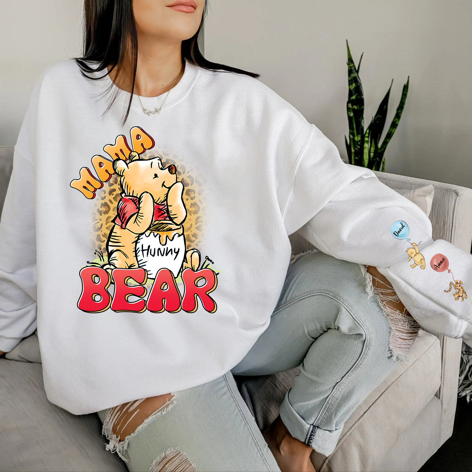 Custom Mama Bear sweatshirt Cartoon Honey Bear Mom sweatshirt