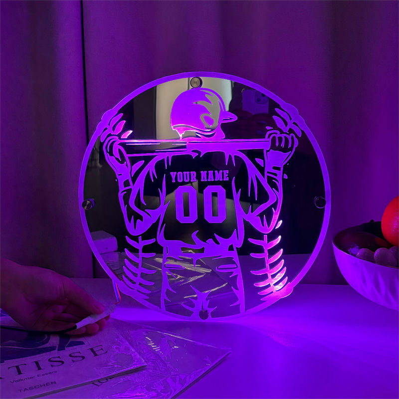 Personalized Baseball Mirror Lamp Cool Gift