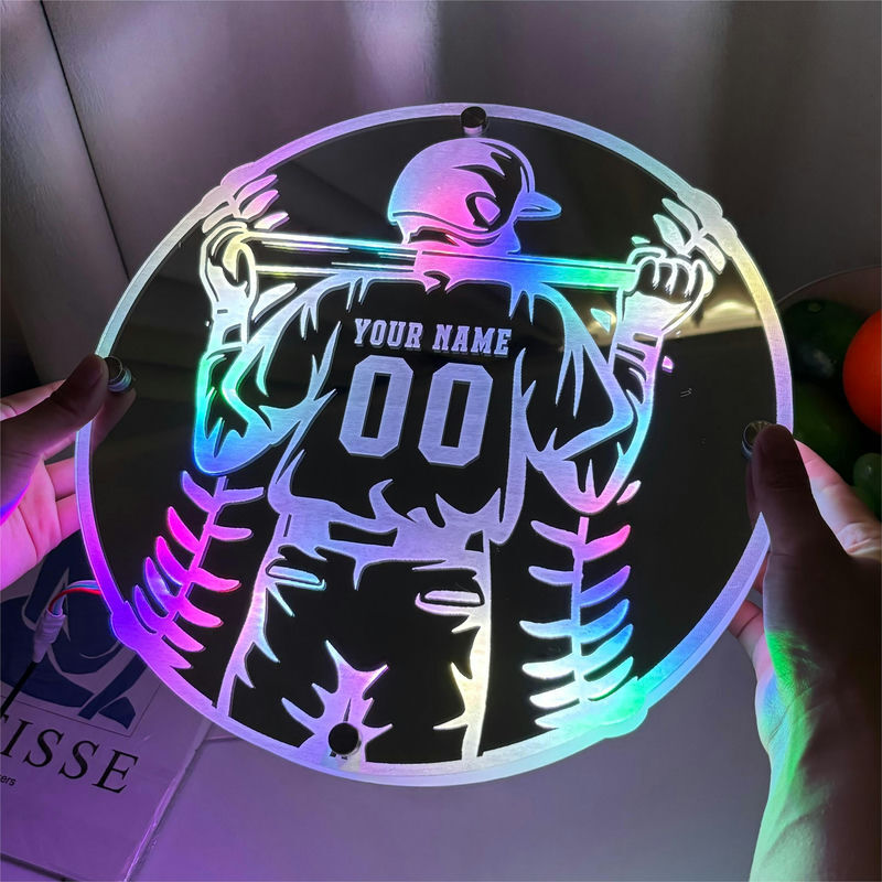 Personalized Baseball Mirror Lamp Cool Gift