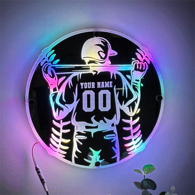 Personalized Baseball Mirror Lamp Cool Gift