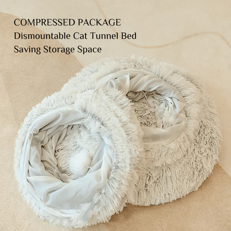 Cat Tunnel Bed – Foldable & Cozy Pet Hideout-Donut rolling cage cat tunnel plush soft pet nest cat channel entertainment drilling hole