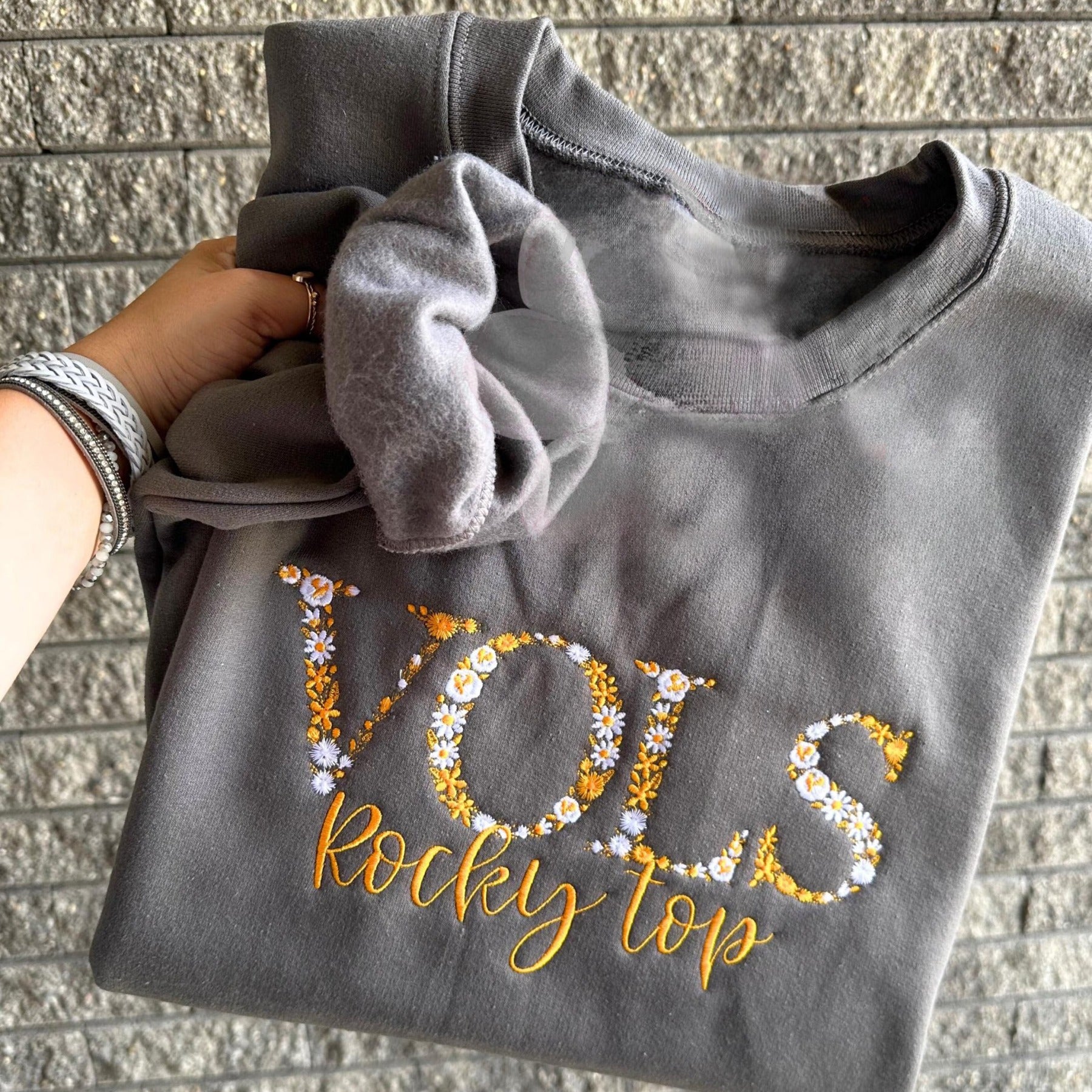 Custom Floral College Team Embroidered Sweatshirt & Tshirt