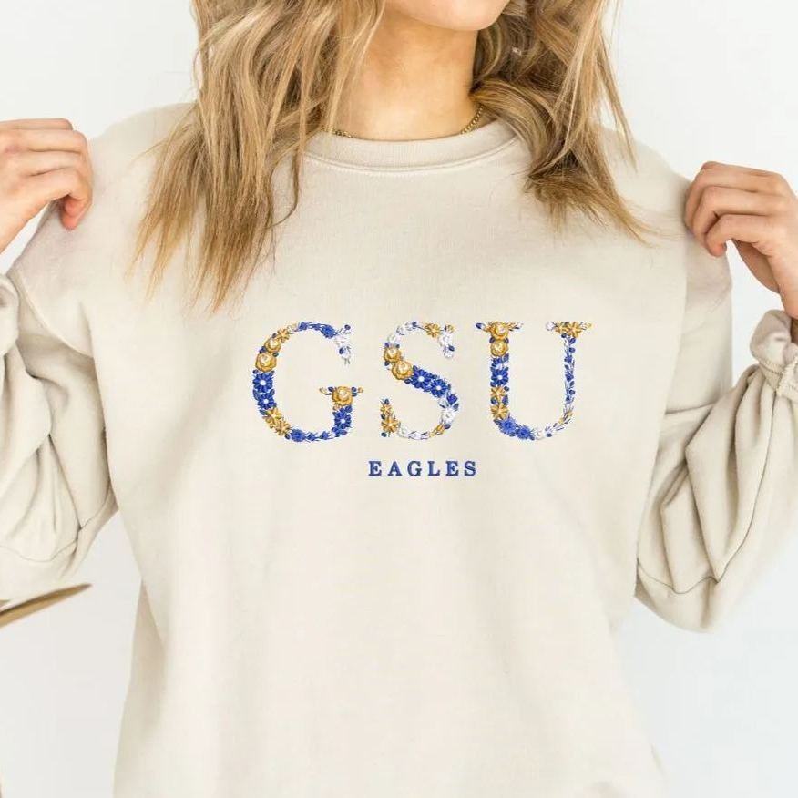 Custom Floral College Team Embroidered Sweatshirt & Tshirt