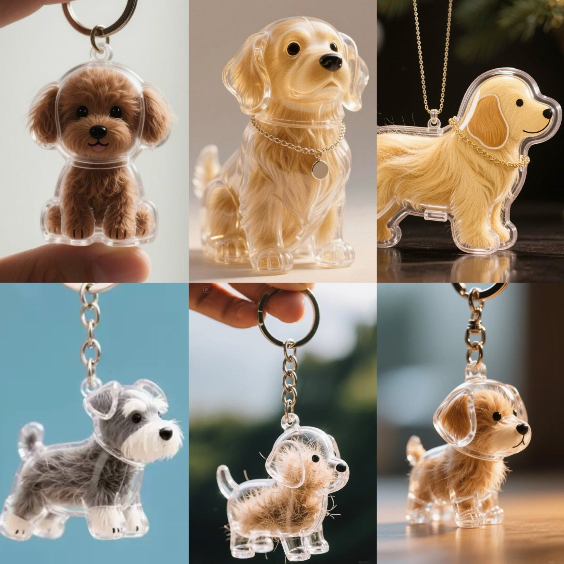 Dog Hair Storage Cute Pendant Keychain BagPendant Couple Car Key Chains Jewelry SouvenirCollection Gift Decoration Accessories