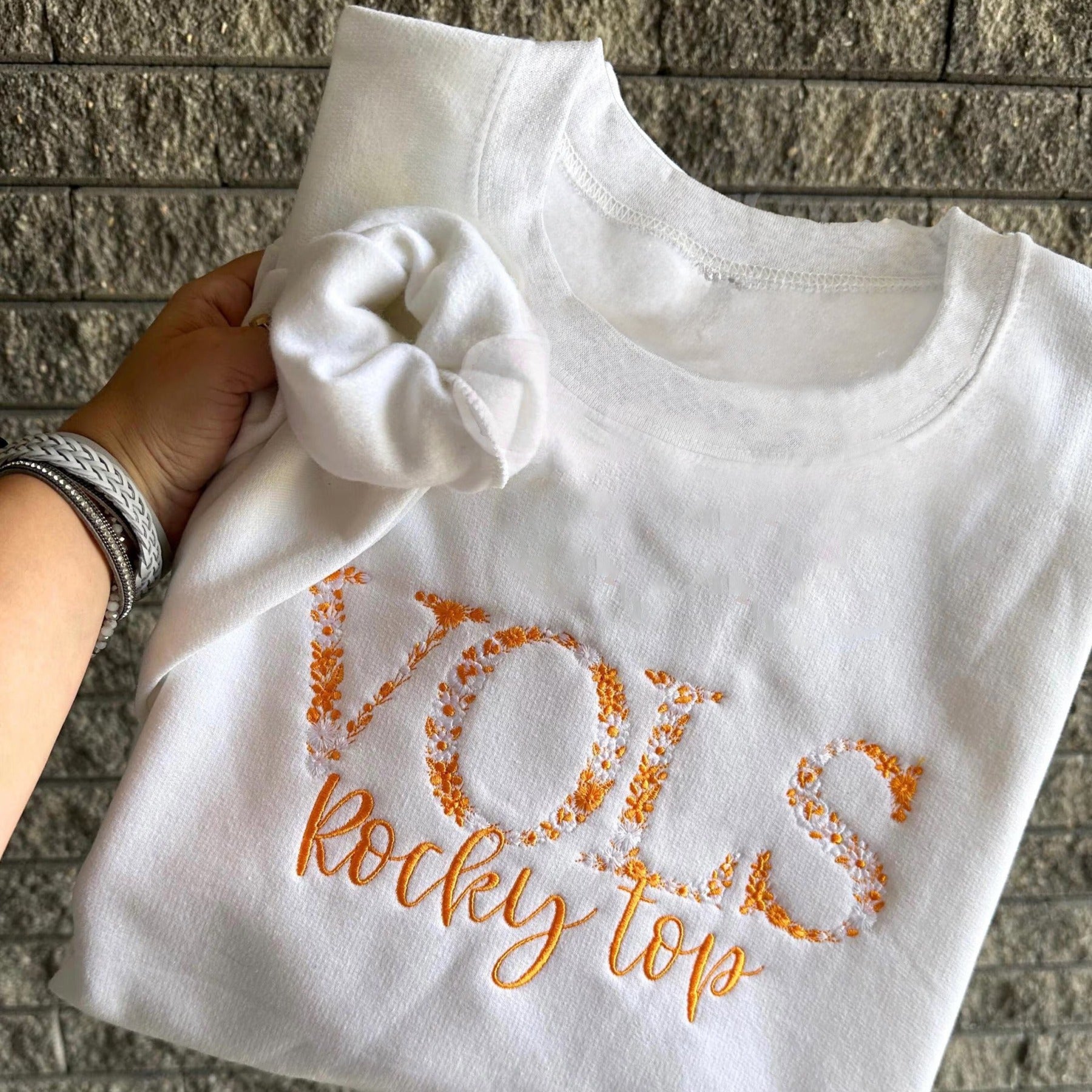 Custom Floral College Team Embroidered Sweatshirt & Tshirt