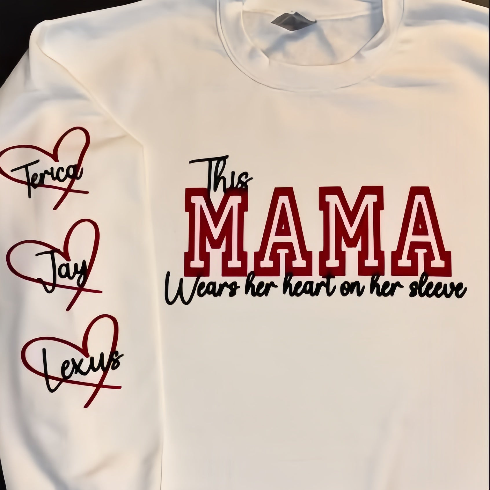 Custom Wear Heart On Sleeve Sweatshirt For Mom And Grandma