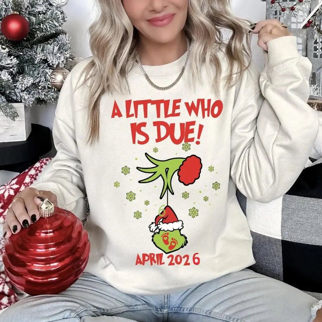 Custom Christmas Pregnancy Announcement Sweatshirt