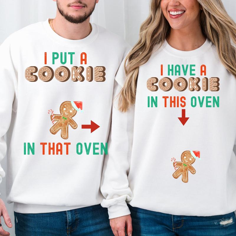 Eating for Two Couples Matching Christmas Pregnant Announcement Sweatshirt