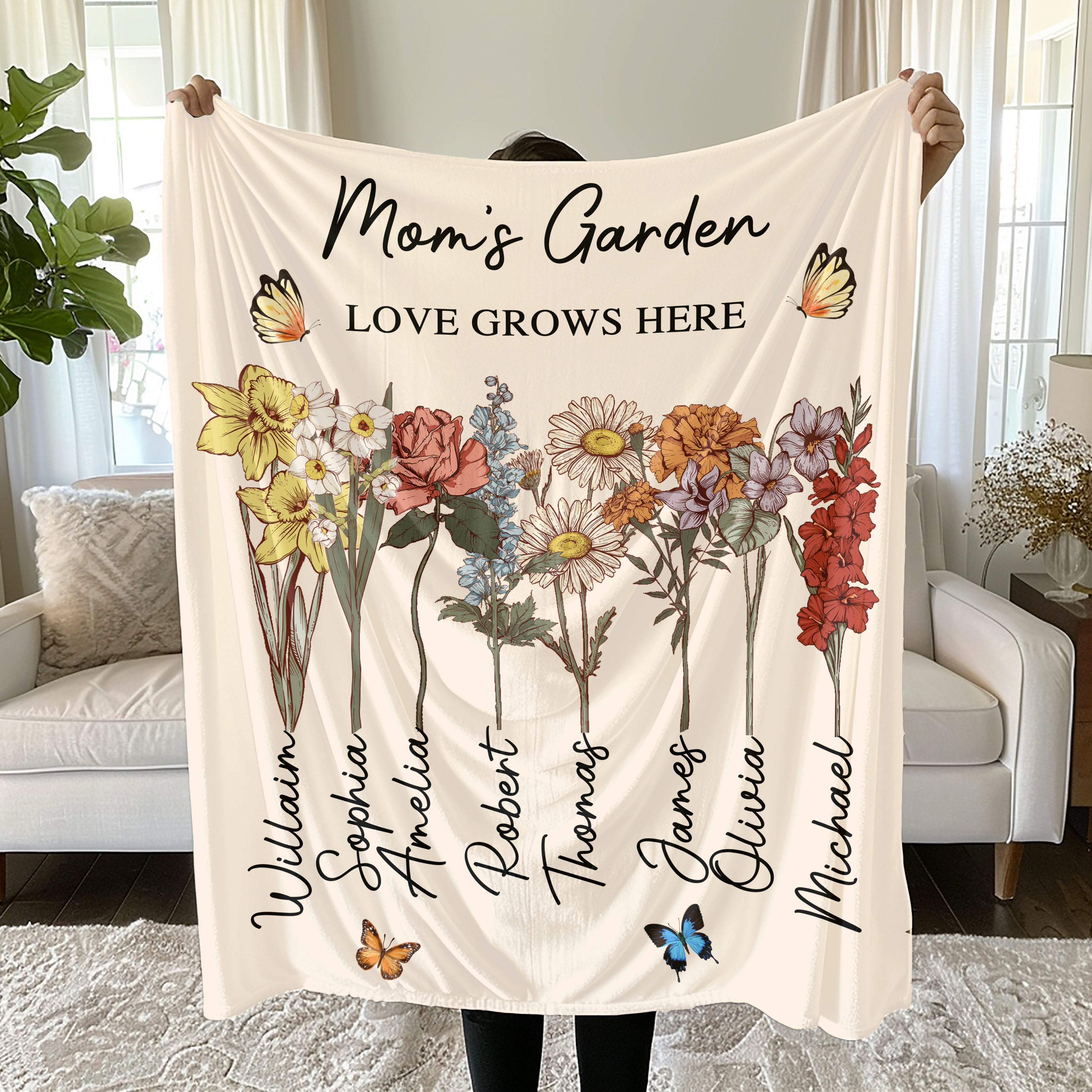 Personalized Grandmas Garden Gifts Blanket