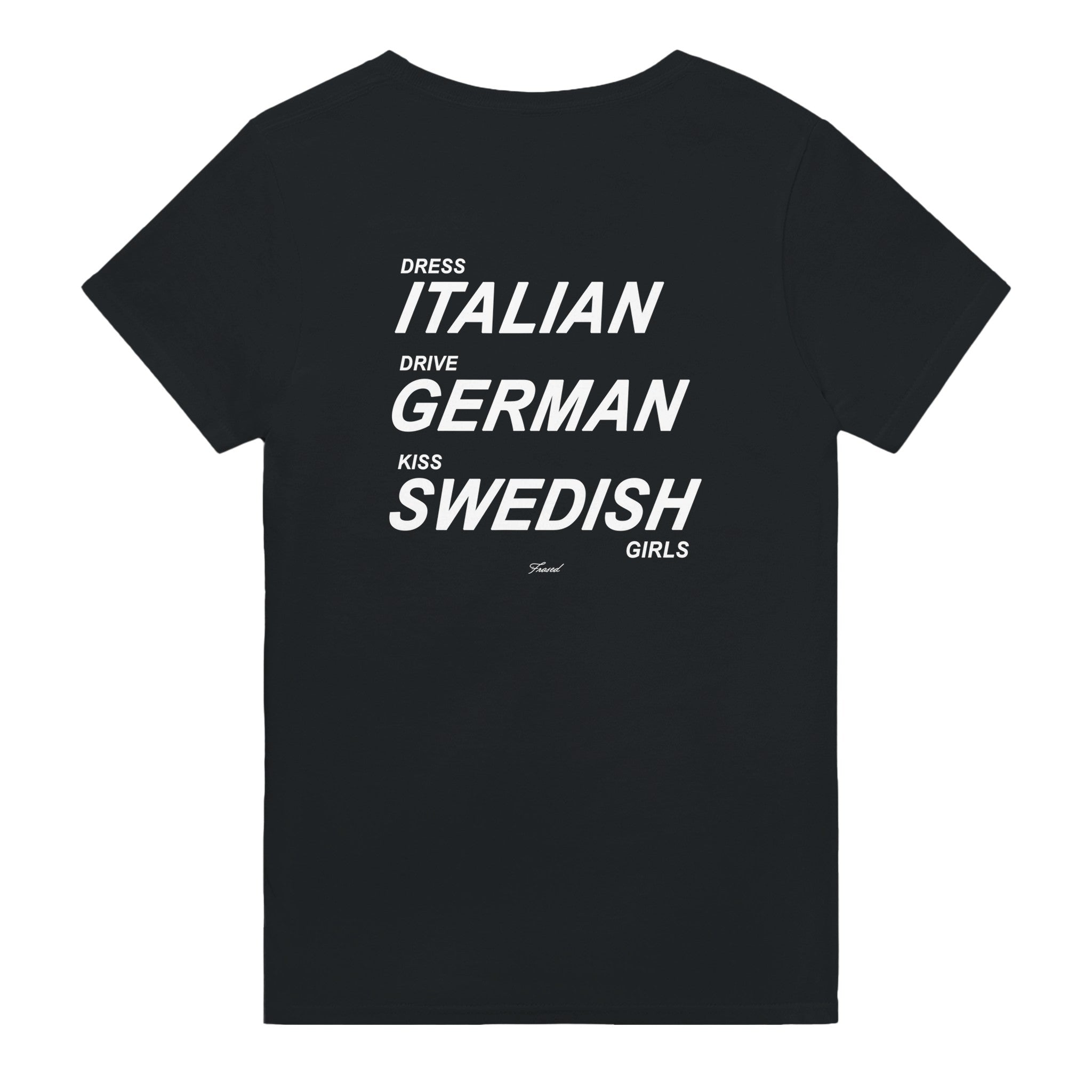 DRESS ITALIAN. DRIVE GERMAN. KISS SWEDISH GIRLS