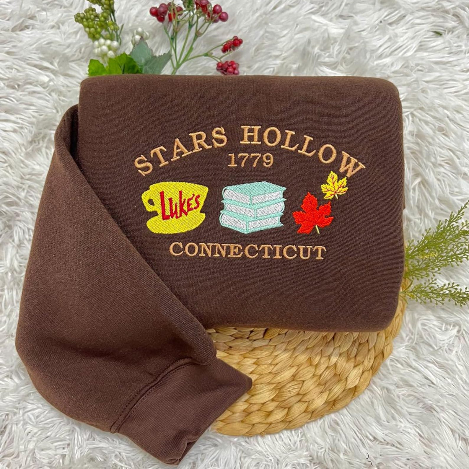 Embroidered Stars Hollow Connecticut Luke's Dinner Sweatshirt/Hoodie