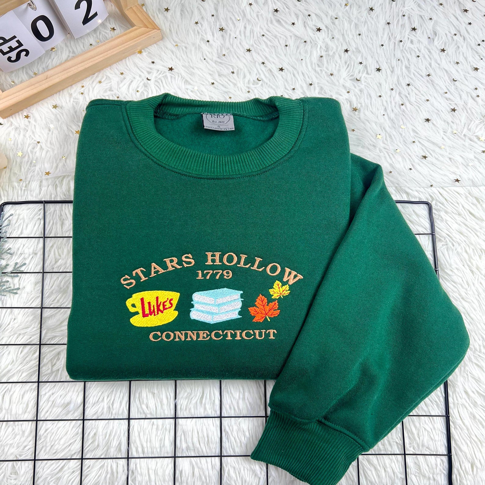 Embroidered Stars Hollow Connecticut Luke's Dinner Sweatshirt/Hoodie