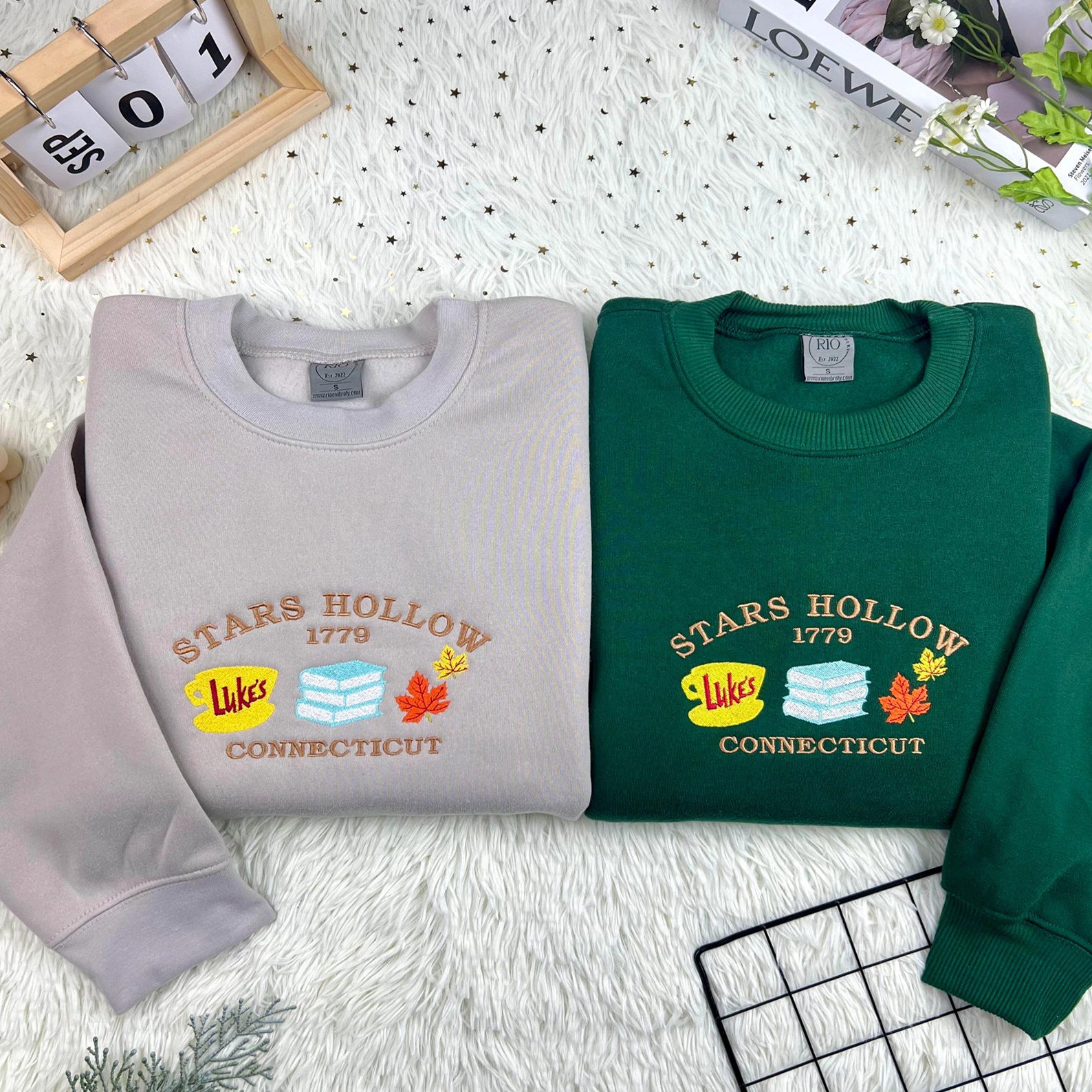 Embroidered Stars Hollow Connecticut Luke's Dinner Sweatshirt/Hoodie