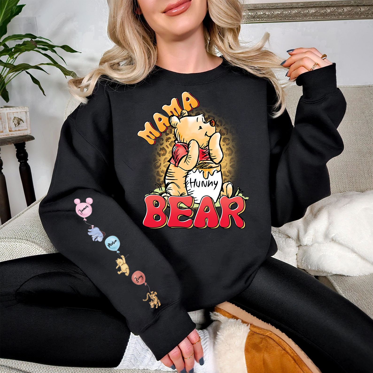 Custom Mama Bear sweatshirt Cartoon Honey Bear Mom sweatshirt