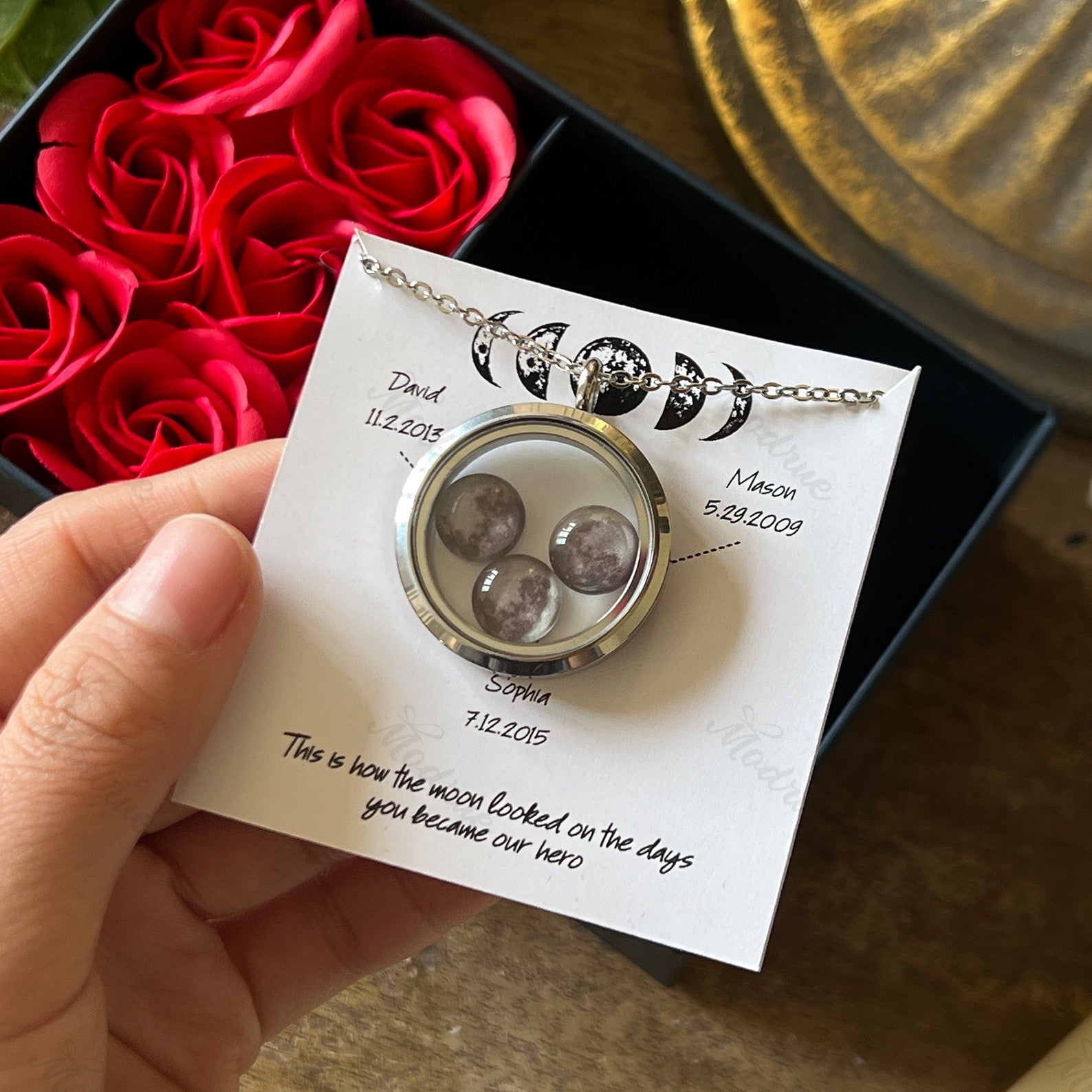 Custom Moon Phase Necklace Locket