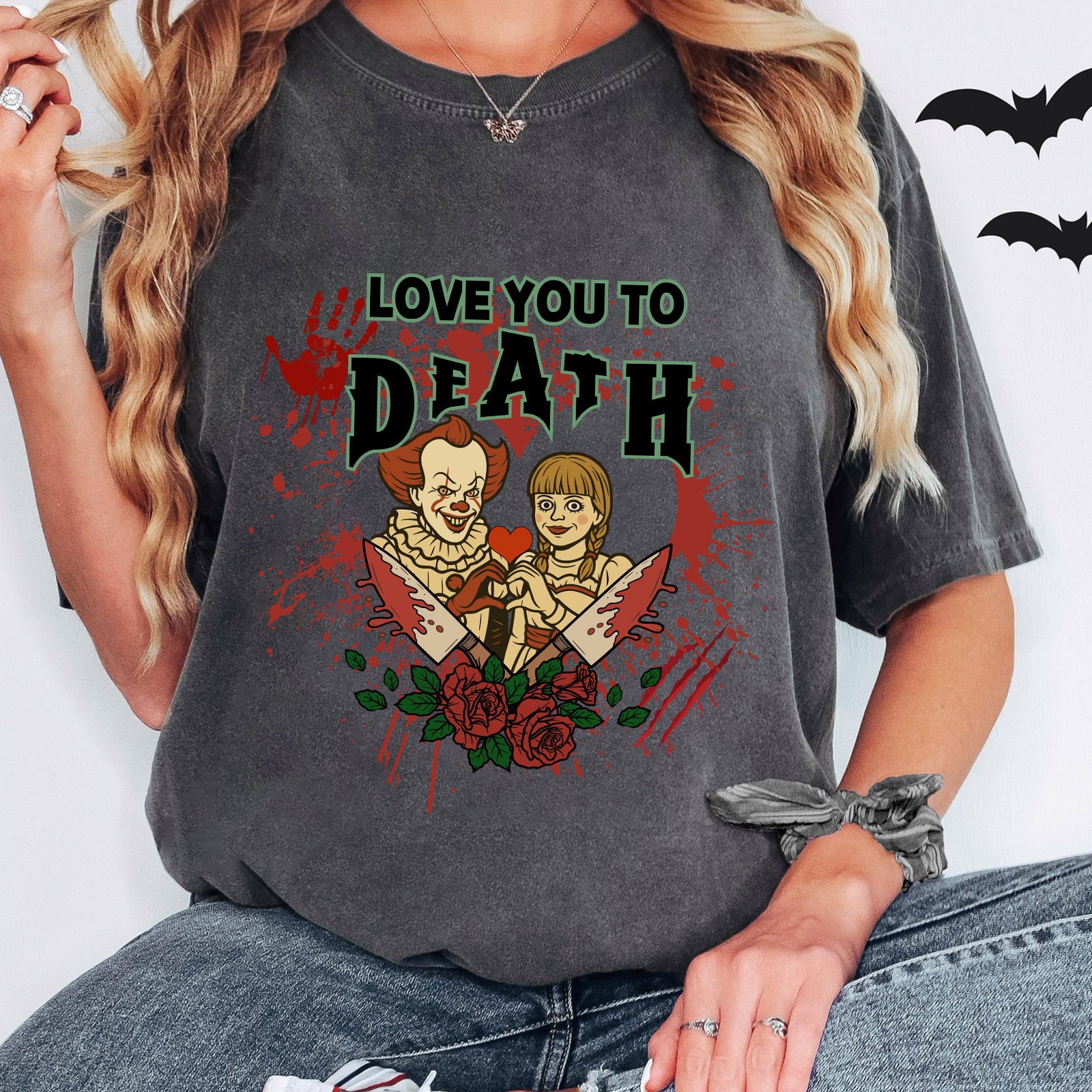 Love You to Death Halloween Horror Characters Tee