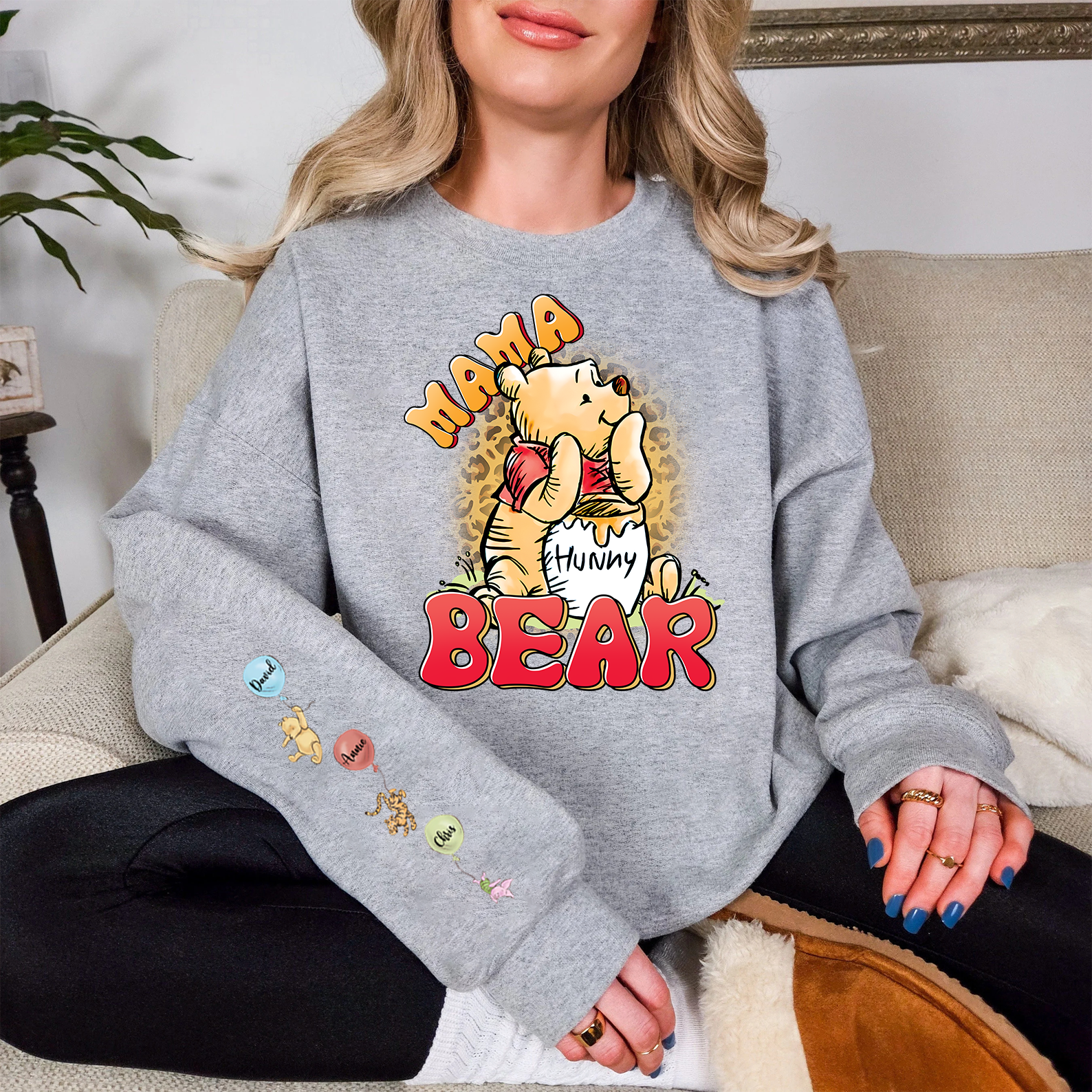 Custom Mama Bear sweatshirt Cartoon Honey Bear Mom sweatshirt