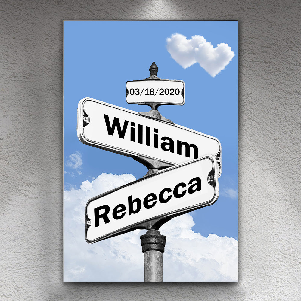 Personalized Love Canvas Street Sign Wall Art for Couples