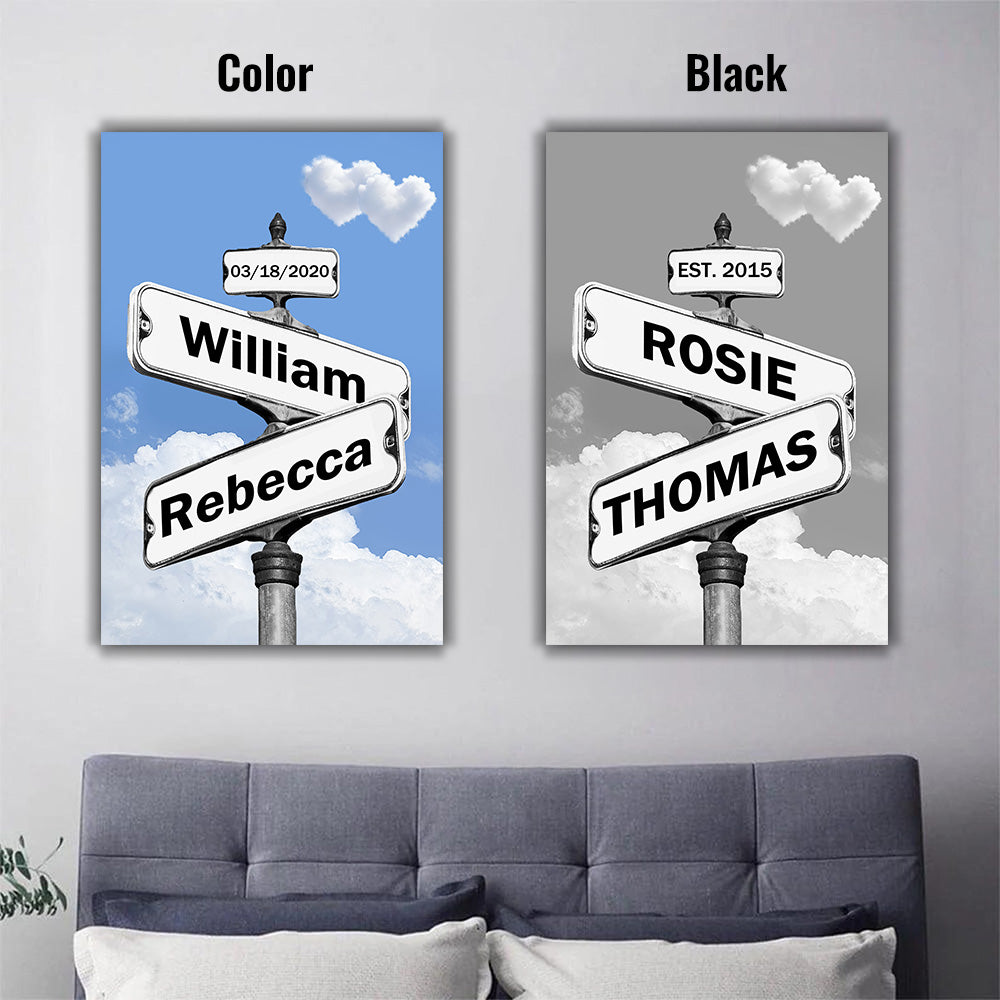Personalized Love Canvas Street Sign Wall Art for Couples
