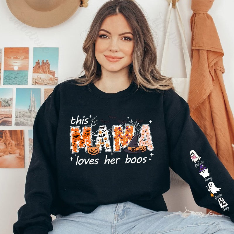 Halloween Mama Wears Her Ghost Kids on Her Sleeve Custom Sweatshirt