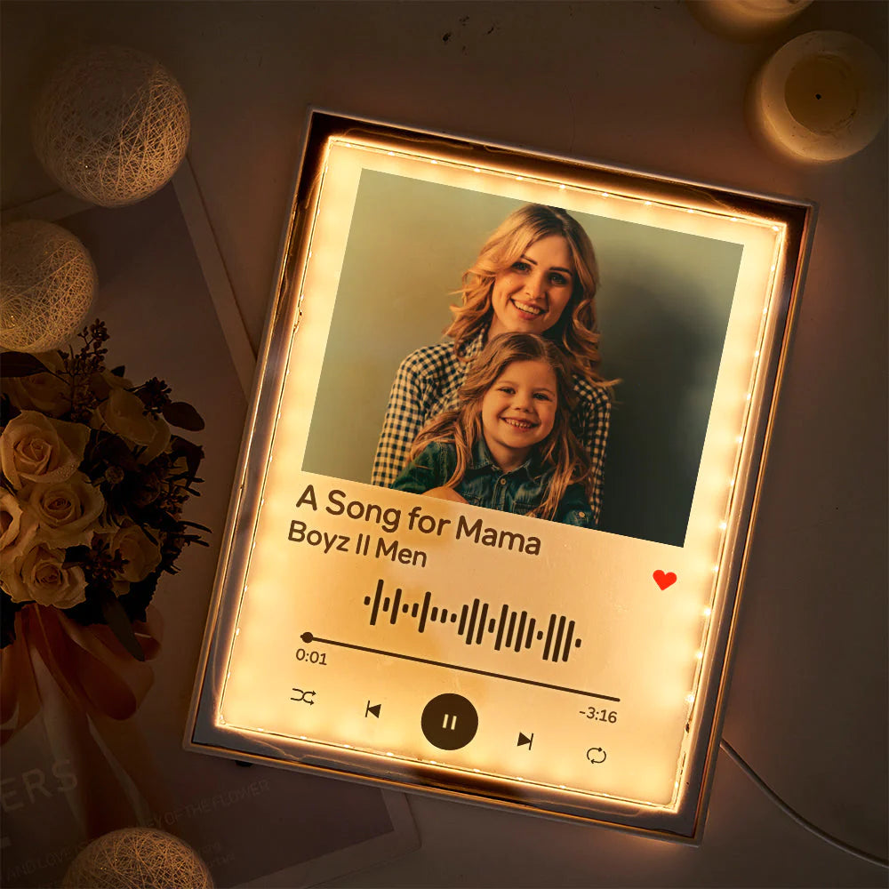 ✨Custom Spotify Code Photo Night Light Mirror Music Gift for Mother's Day ✨