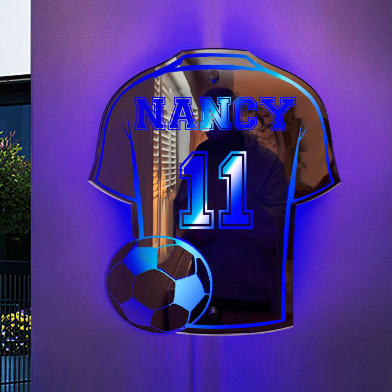 Personalized Led Mirror Light with Jersey-Shaped Cool Gift For Sports Lovers