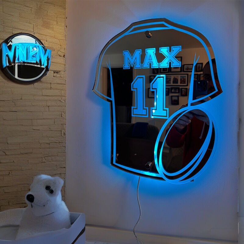 Personalized LED Cool Mirror Lights For Rugby Fans