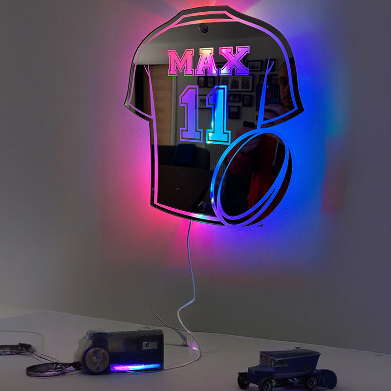 Personalized LED Cool Mirror Lights For Rugby Fans