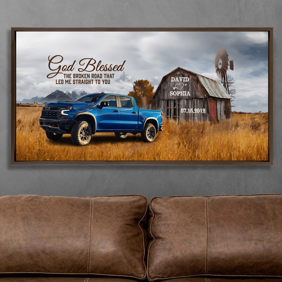 God Blessed Personalized Cars Canvas
