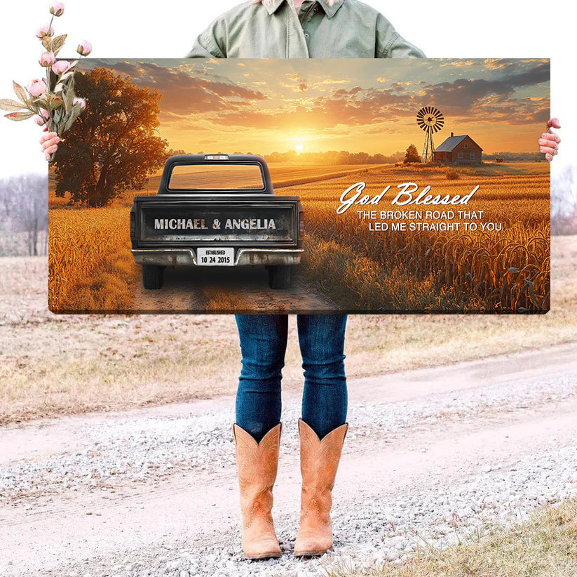 Personalized Truck Farmhouse Canvas Gift For love