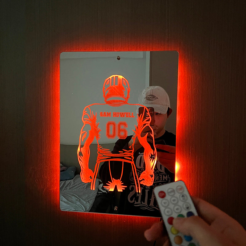 Personalized LED Cool Mirror Lights for American Football Fans