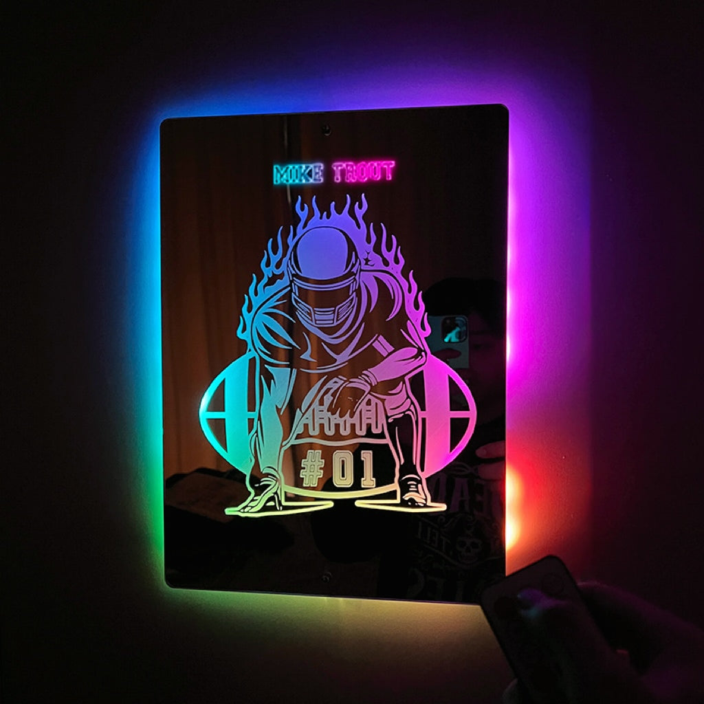 Personalized LED Cool Mirror Lights for American Football Fans