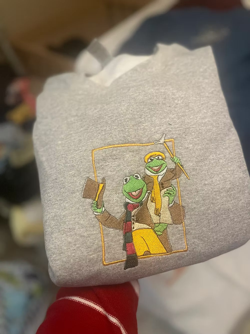 Kermit Christmas Carol Embroidered Sweatshirt
