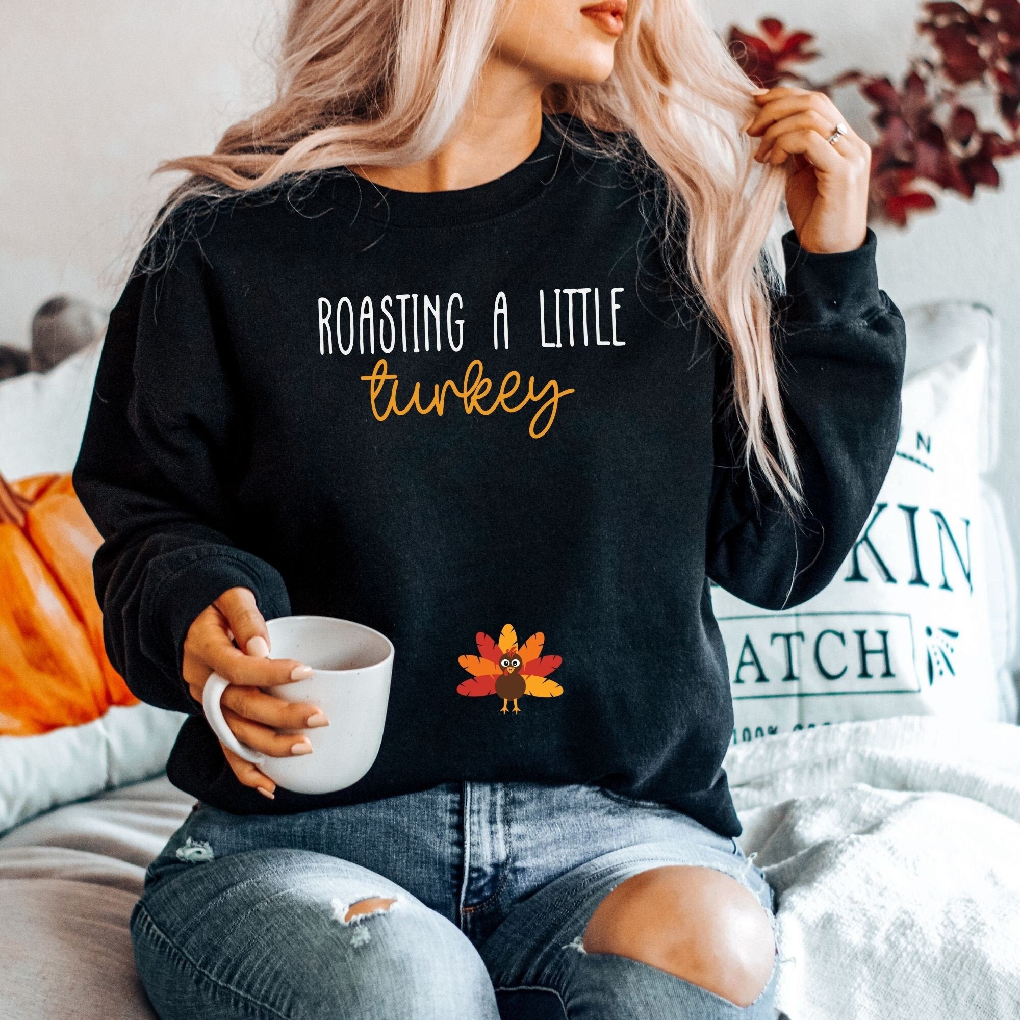 Thanksgiving Fall Pregnancy Cute Turkey Sweatshirt