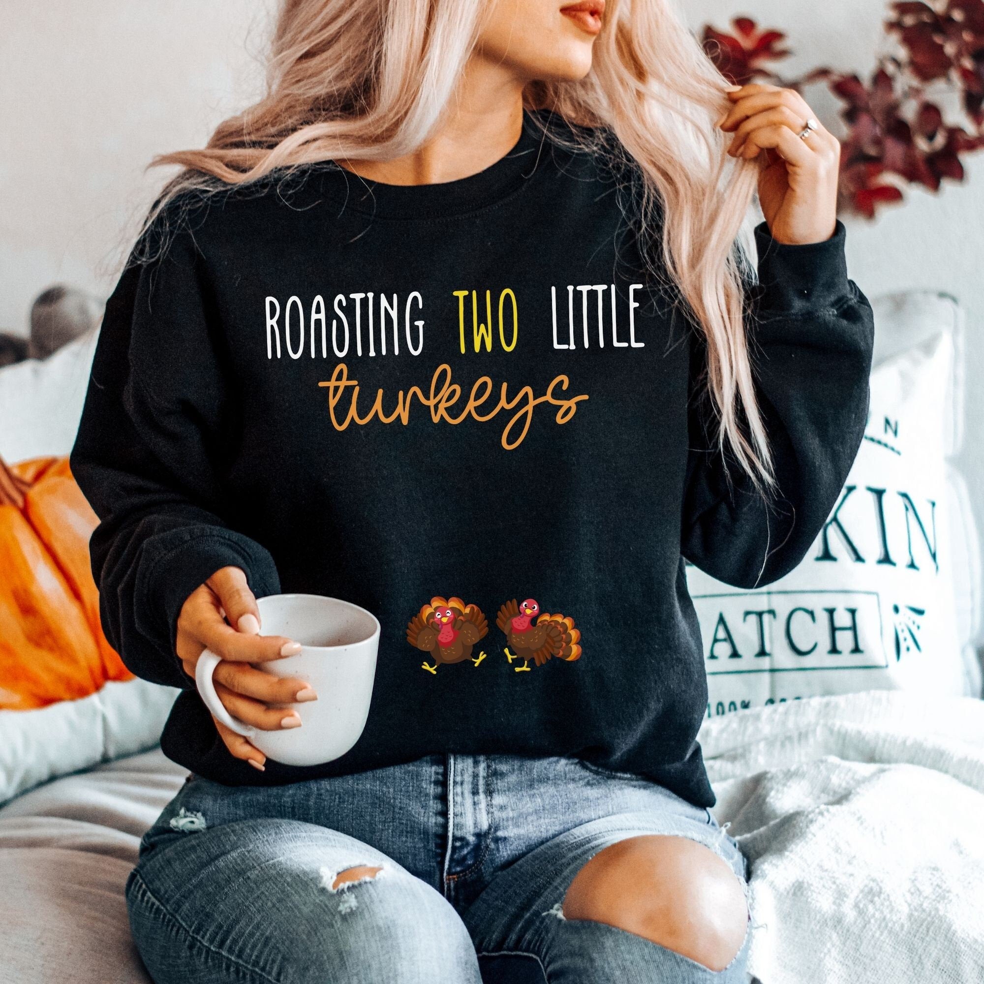 Thanksgiving Fall Pregnancy Cute Turkey Sweatshirt