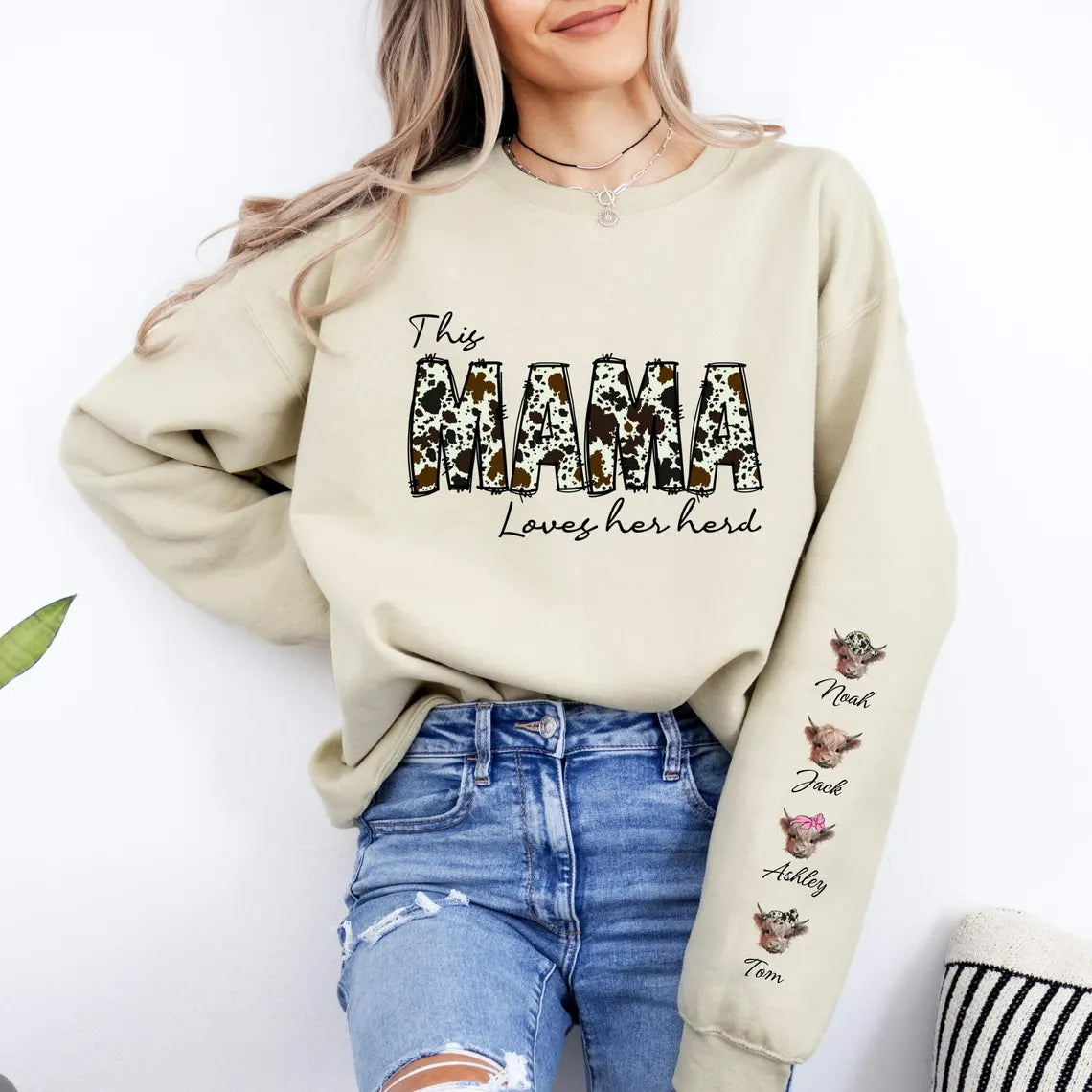 Custom Cow Shirts This Mama Loves Her Herd Sweatshirt