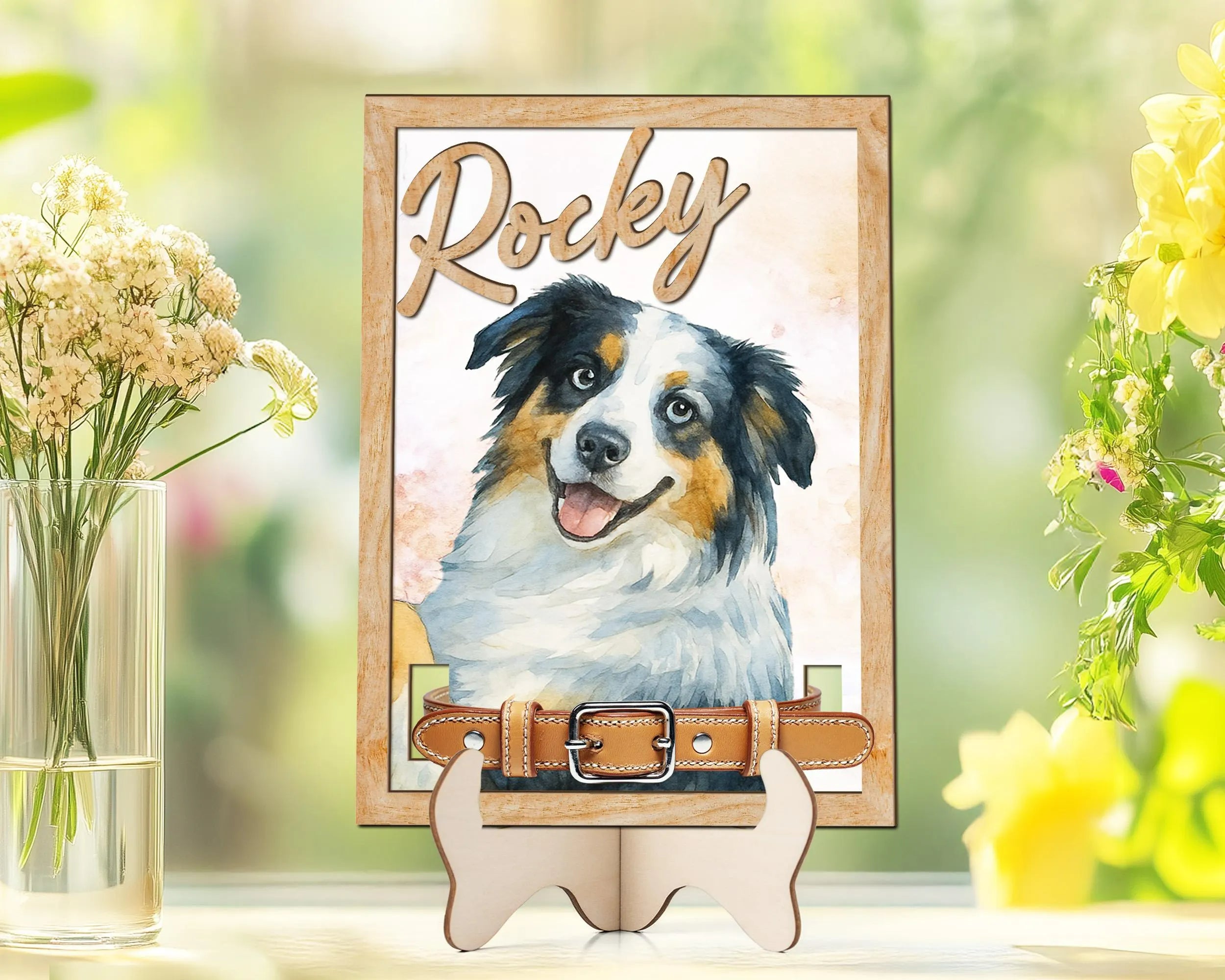 Custom Dog Memorial Frame With Collar Sign