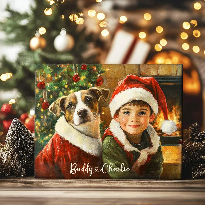 Christmas Pet Portrait Canvas Poster