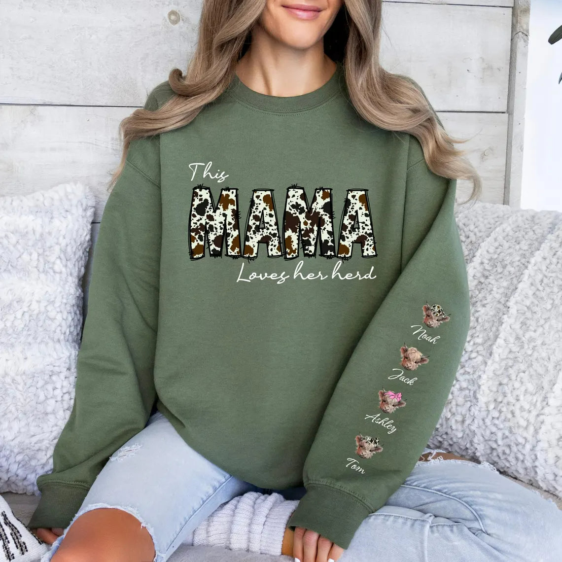 Custom Cow Shirts This Mama Loves Her Herd Sweatshirt