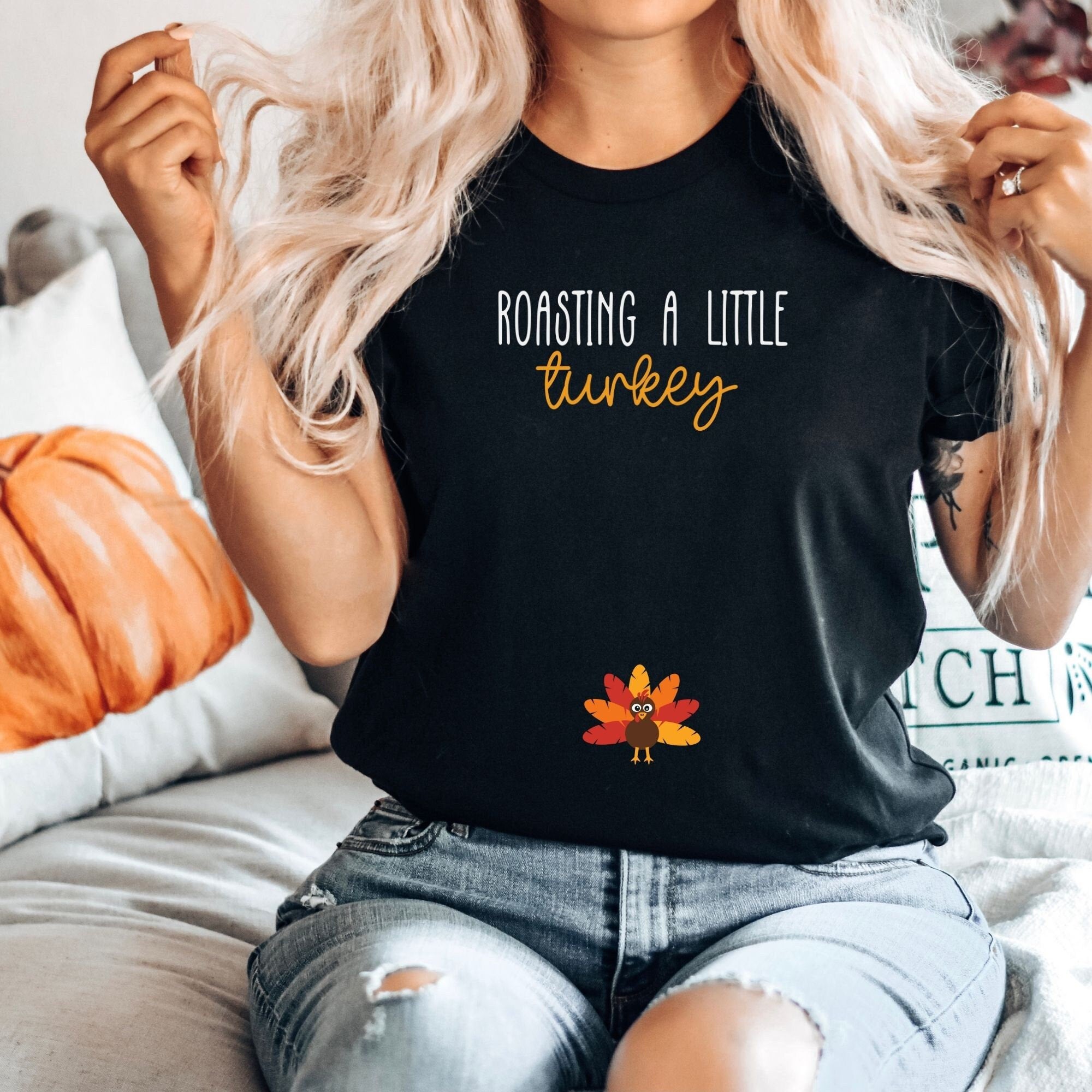 Thanksgiving Fall Pregnancy Cute Turkey Sweatshirt