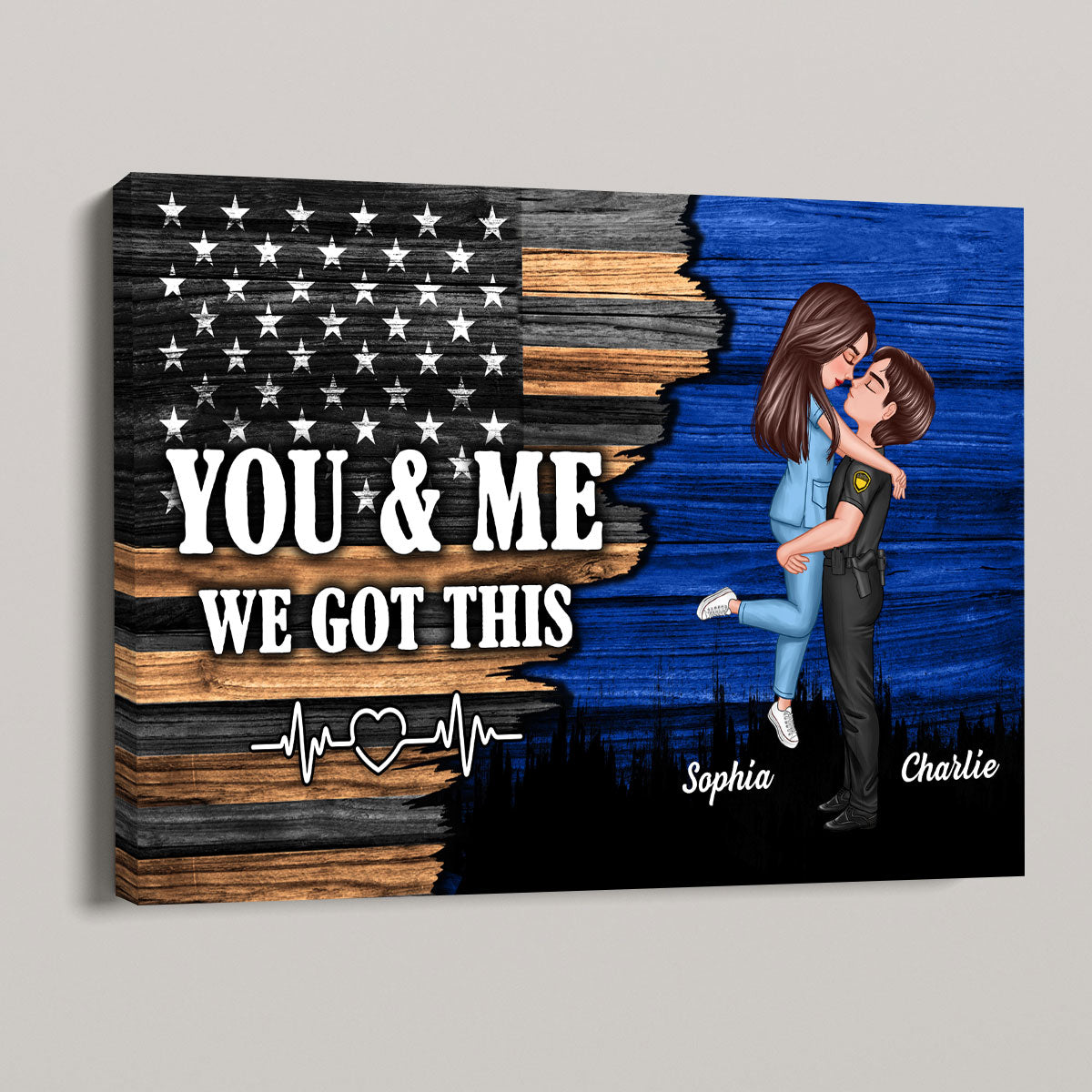 Personalized Hero Couple Nation Flag Gift by Occupation For Her, Him