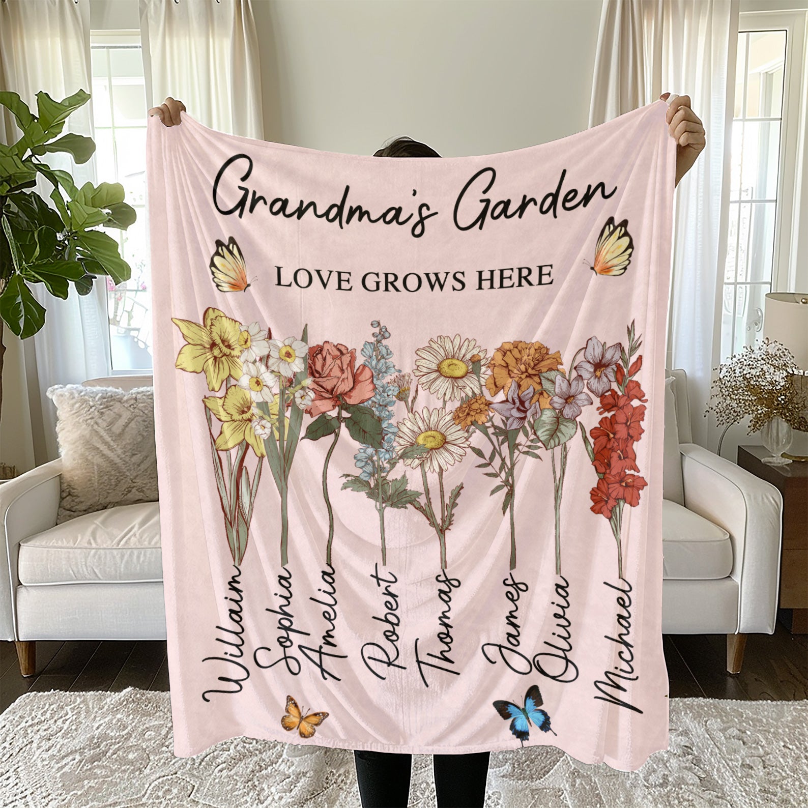 Personalized Grandmas Garden Gifts Blanket