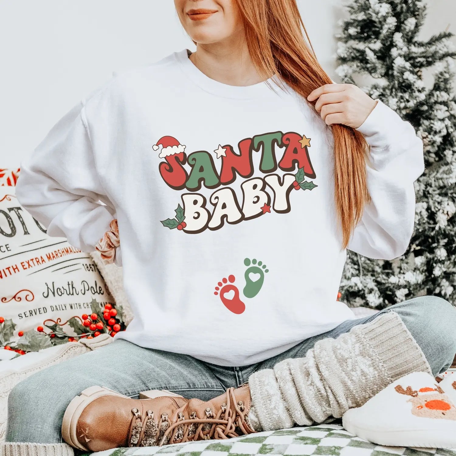 Santa Baby XMas Maternity Sweatshirt