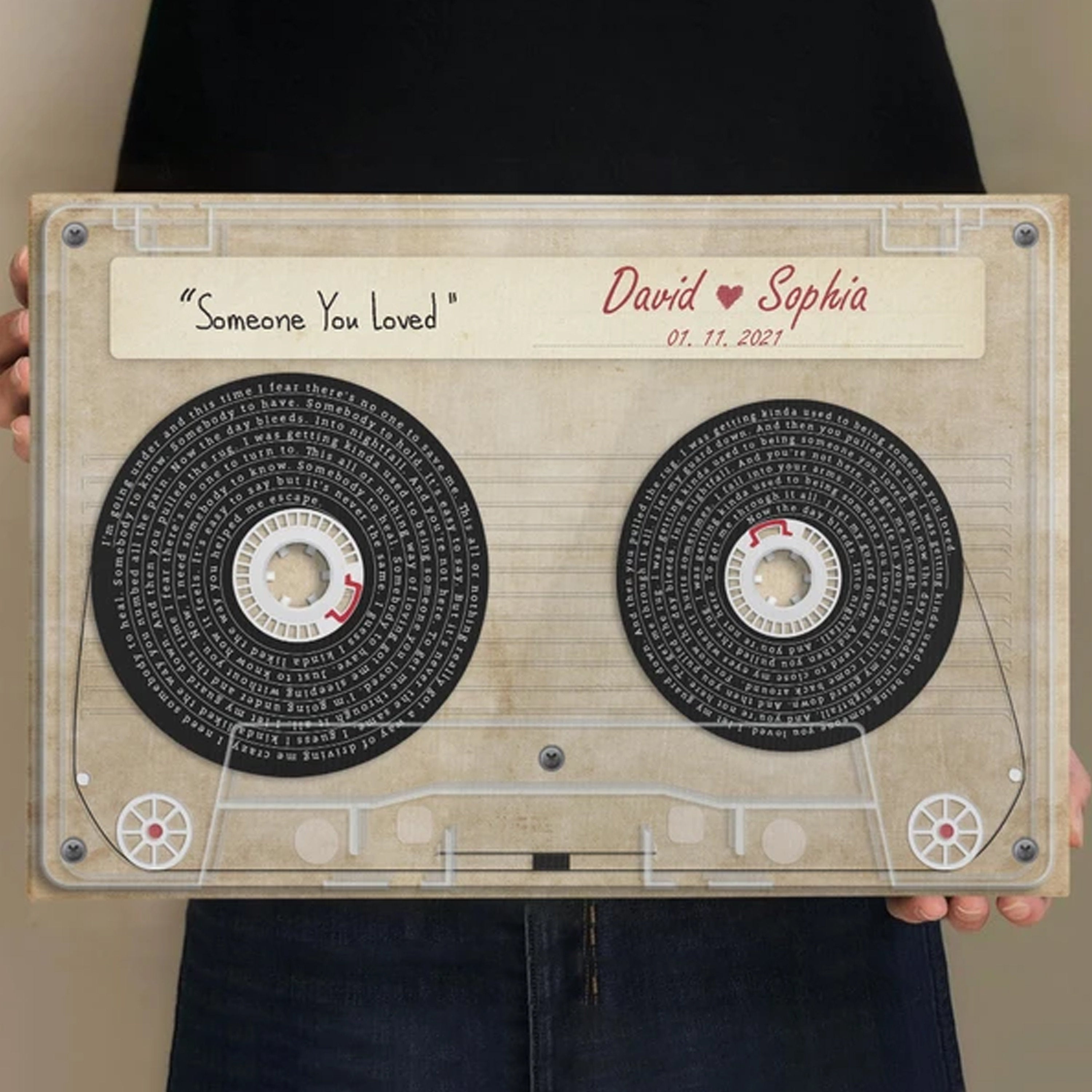Custom Song Lyrics Cassette Tape Canvas with NFC Wall Art